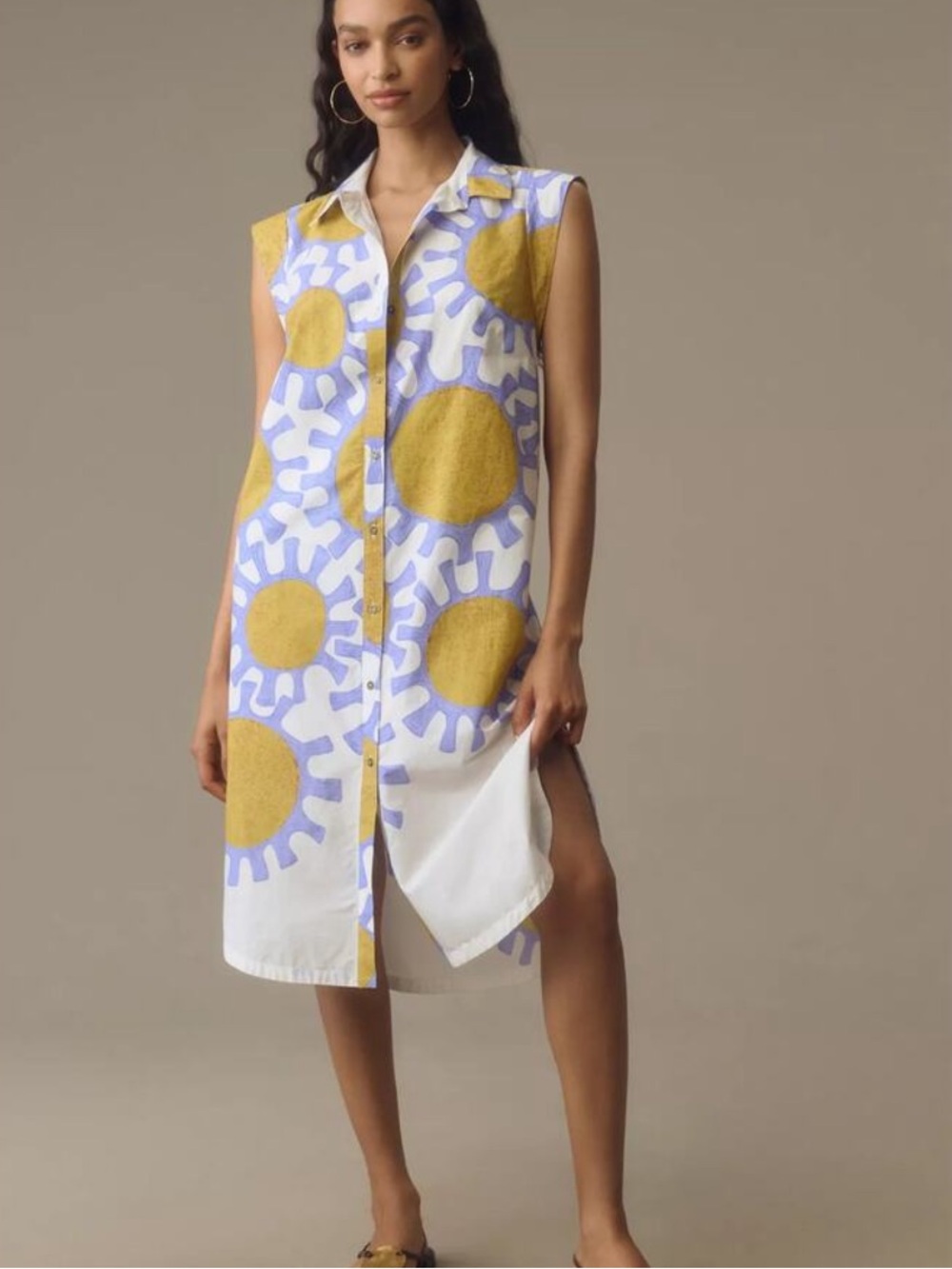Anthropologie Maeve Lillian Cap Sleeve Button Front Midi Dress Size XL